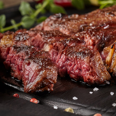 Sliced reindeer entrecote of sarv (bull)