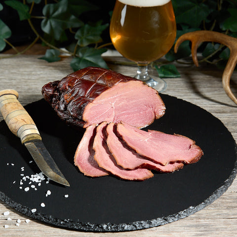 Hot smoked reindeer roast