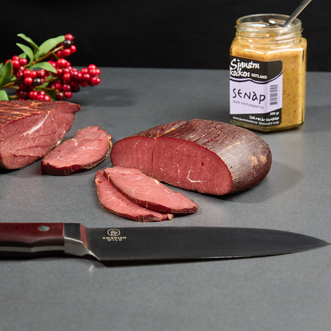 Cold smoked reindeer topside